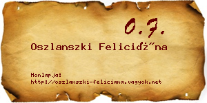 Oszlanszki Feliciána névjegykártya